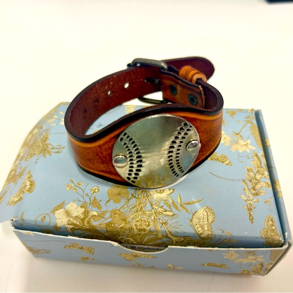 Plunder Designs Baseball/Softball Leather Bracelet